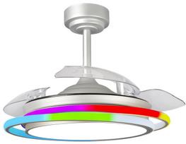 Lubinis ventiliatorius su lempa CristalRecord Antila RGB, 65 W, 1 vnt.