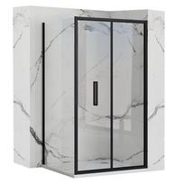 Dušo kabina Rea Rapid Fold KPL-09904, stačiakampė, be padėklo, 100 cm x 80 cm x 195 cm, juoda sp./grūdintas
