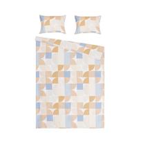 Patalynės užvalkalų komplektas Domoletti Geometric, balta sp./žydra sp./rusva sp., 50 x 70 cm, 200 x 220 cm, 3 d.
