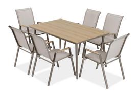 Lauko baldų komplektas Nova Dining, rusvai gelsva sp., 6 vietų