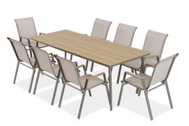 Lauko baldų komplektas Nova Dining, rusvai gelsva sp., 8 vietų