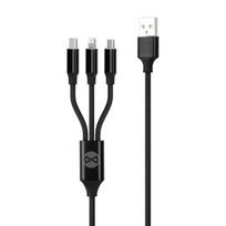 Kabelis Forever 3In1, Lightning/Micro USB/USB Type-C, 120 cm, juoda sp.