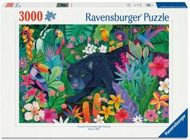 Dėlionė Ravensburger Panther In The Blooming Jungle, 80 cm x 121 cm, 3000 vnt., įvairių spalvų