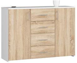 Komoda Akord K45, balta sp./sonoma ąžuolo sp., 80 cm x 110 cm x 35 cm