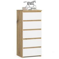 Komoda Akord CL5, ąžuolo sp./balta sp., 92 cm x 40 cm x 35 cm