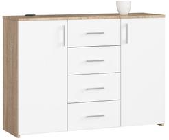 Komoda Akord K45, balta sp./sonoma ąžuolo sp., 80 cm x 110 cm x 35 cm
