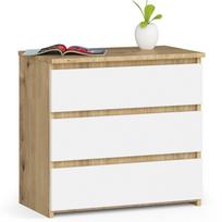Komoda Akord CL3 3SZ CLP, ąžuolo sp./balta sp., 57 cm x 60 cm x 35 cm