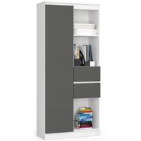 Biuro spinta Akord R15, balta sp./pilka sp., 180 cm x 80 cm x 35 cm
