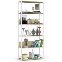 Knygų lentyna Akord Loft 800, ąžuolo sp./balta sp., 192 cm x 80 cm x 32 cm