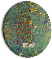 Apvali reprodukcija ant drobės Artgeist Country Garden With Sunflowers, Gustav Klimt - Multi-Colored Flowers, 60 cm x 60 cm