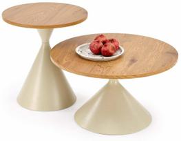 Kavos staliukų komplektas Pilar, golden oak/kašmyro sp., 50 - 70 cm x 70 cm x 40 - 55 cm, 2 vnt.