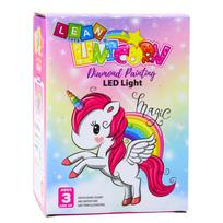 Kūrybinis deimantinės mozaikos rinkinys, lempa Lean Toys Unicorn, rožinė sp.