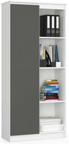 Biuro spinta Akord Furniture Factory R80 1D 4P CLP, balta sp./grafito sp., 180 cm x 80 cm x 35 cm