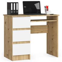 Rašomasis stalas su stalčiais, kairės pusės Akord Furniture Factory A6 Left, 50 cm x 90 cm, 77 cm, balta sp./artisan oak