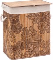 Skalbinių dėžė 5five Bamboo, 60 l, ruda sp./juoda sp., 41.5 cm x 30 cm x 50 cm