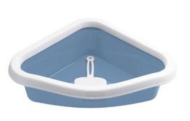 Kačių tualetas su rėmu Stefanplast Sprint Corner, mėlyna sp./balta sp., uždaras, 56 cm x 40 cm x 14 cm
