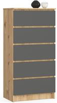 Komoda Akord Furniture Factory K60 OP0LK-6ARTSZAR004, medžio sp./pilka sp., 121 cm x 40 cm x 60 cm