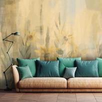 Fototapetas Artgeist A Touch Of Summer - Floral Motif With A Meadow Full Of Yellow Flowers And Grasses, 315 cm x 450 cm