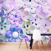 Fototapetas Artgeist Floral Motif - Purple Composition With Jewellery On Light Background, 245 cm x 245 cm
