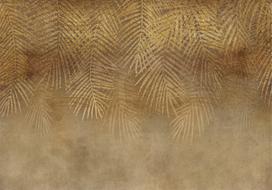 Fototapetas Artgeist Abstract Nature In Beige - Composition With Golden Exotic Leaves, 280 cm x 280 cm