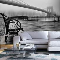 Fototapetas Artgeist Autumn Day In New York - Architecture Of A City Bridge In Foggy Weather XLNEW011431, 175 cm x 175 cm