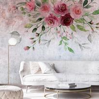 Fototapetas Artgeist Summer Bloom - Plant Motif With Flowers And Leaves In Pink Tones, 175 cm x 250 cm