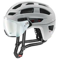 Dviratininkų šalmas universalus Uvex Finale Visor V, šviesiai pilka sp., 52-57 cm
