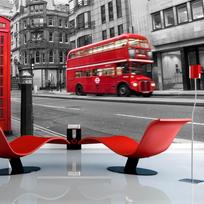 Fototapetas Artgeist Red Bus And Phone Box In London XXLFTNT1128, 231 cm x 231 cm