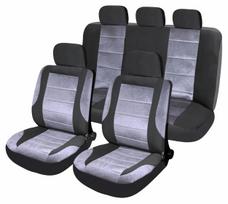 Automobilio sėdynių užvalkalas Compass Deluxe Airbag, juoda sp./pilka sp., 9 vnt.