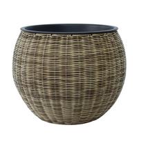 Gėlių vazonas Home4you Wicker 38201, plastikinis/metalas, Ø 40 cm, šviesiai ruda sp.
