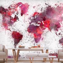 Fototapetas Artgeist World Map: Red Watercolors, 280 cm x 400 cm
