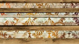 Fototapetas Artgeist Wooden Elegance - Background With Wood Motif And White And Gold Ornaments, 280 cm x 490 cm