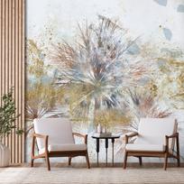 Fototapetas Artgeist Grey Palms - Plant Motif In An Abstract Composition With Patterns, 315 cm x 450 cm