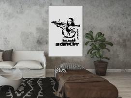 Reprodukcija Artgeist Contrast Duel - Banksy On Mural With Mona Lisa, h-c-0114-b-a, 60 cm x 90 cm