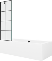 Vonia su sienele, laisvai pastatoma Mexen Cube, 170 cm x 80 cm x 39 cm, stačiakampis, skaidri sp./balta sp.