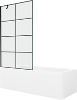 Vonia su sienele, laisvai pastatoma Mexen Cubik, 170 cm x 70 cm x 40 cm, stačiakampis, skaidri sp./balta sp.