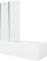 Vonia su sienele, laisvai pastatoma Mexen Cubik, 150 cm x 70 cm x 40 cm, stačiakampis, skaidri sp./balta sp.