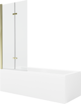 Vonia su sienele, laisvai pastatoma Mexen Cubik, 150 cm x 70 cm x 40 cm, stačiakampis, skaidri sp./aukso sp.