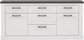 Komoda Forte MTLK234-M122, balta sp./pilka sp., 86 cm x 41 cm x 185 cm