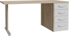 Rašomasis stalas su stalčiais Forte DCTB21R-L26, 160 cm x 80 cm, 72.8 cm, balta sp./rusva sp.