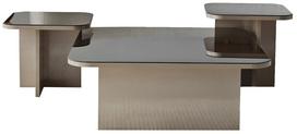 Kavos staliukų komplektas Kalune Design Jazz, bronzos sp./smėlio sp., 40 - 80 cm x 80 cm x 30 - 40 cm, 3 vnt.