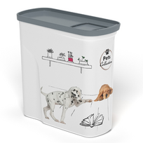 Dėžė gyvūnų ėdalui laikyti Curver Pet Life, 2 l, 20.5 cm x 19.4 cm x 86 cm, balta sp./pilka sp.