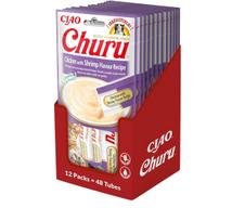 Skanėstas katėms Churu, vištiena/krevetės, 12 pak. (48 tubelės)