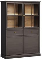 Vitrina Gala Meble Lucca W4D2S, juoda sp., 118.5 cm x 41.5 cm x 164.5 cm