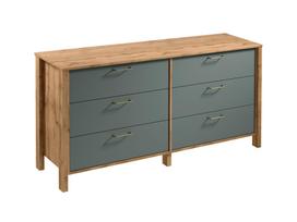 Komoda Gala Meble Indygo K6S, ąžuolo sp./žalia sp., 81 cm x 46.5 cm x 170.5 cm