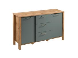 Komoda Gala Meble Indygo K2D3S, ąžuolo sp./žalia sp., 81 cm x 40 cm x 138 cm