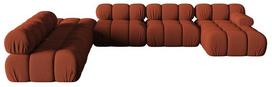 Modulinė sofa Micadoni Bellis 3D, oranžinė sp., kairinė, 376 x 282 cm x 64 cm
