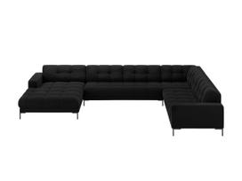 Kampinė sofa Micadoni Mamaia Velvet, juoda sp., dešininė, 327 x 256 cm x 75 cm