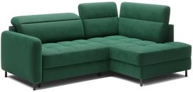 Kampinė sofa - lova Barea, žalia sp., dešininė, 208 x 160 cm x 100 cm