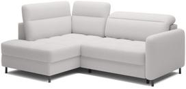 Kampinė sofa - lova Barea, balta sp., kairinė, 208 x 160 cm x 100 cm